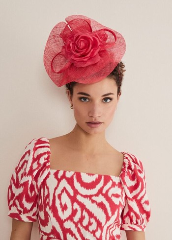 Phase Eight Pink Flower Pillbox Fascinator Hats Red Canada | GWZTOS-735